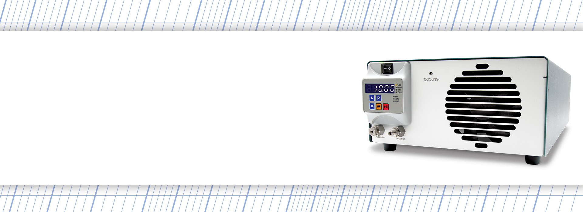 rectangular metal box with digital display and fan slits